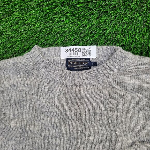 Pendleton Shetland Wool Laine Sweater XL 24x29 Gray Crop - Picture 10 of 14